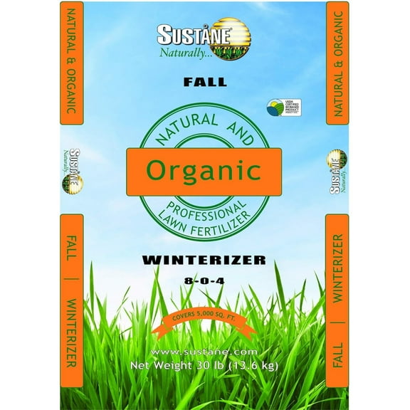 Sustane 8-0-4 Natural and Organic Fall Winterizer Lawn Fertilizer, 30lbs