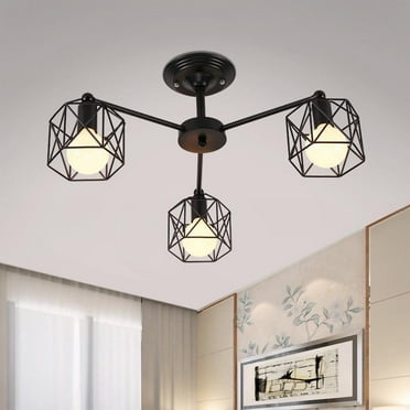 Susuzi Rustic Island Lighting 3-Light Dimmable LED Pendant Fixture, Bulbs Included, Black