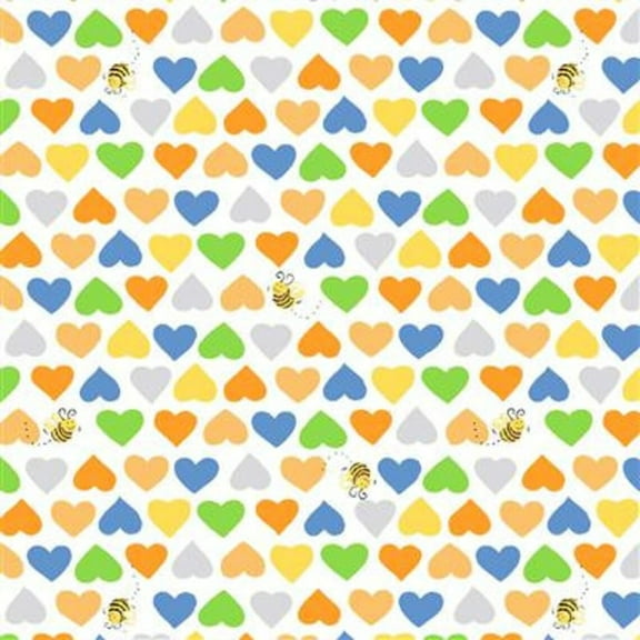 Susybee Hearts and Bees by Susy Bee, Clothworks 100% Cotton Fabric sold by the yard