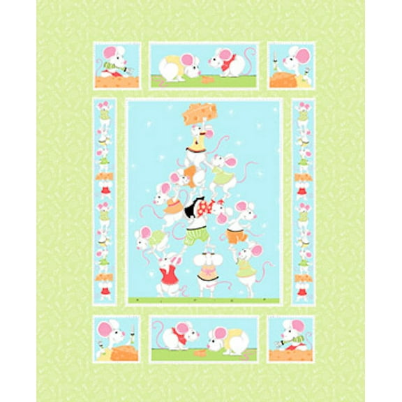 Susybee Norton Cheese Quilt Lime Green 35x43" Panel 100% Cotton Fabric sold by the yard 100% Cotton Fabric sold by the panel