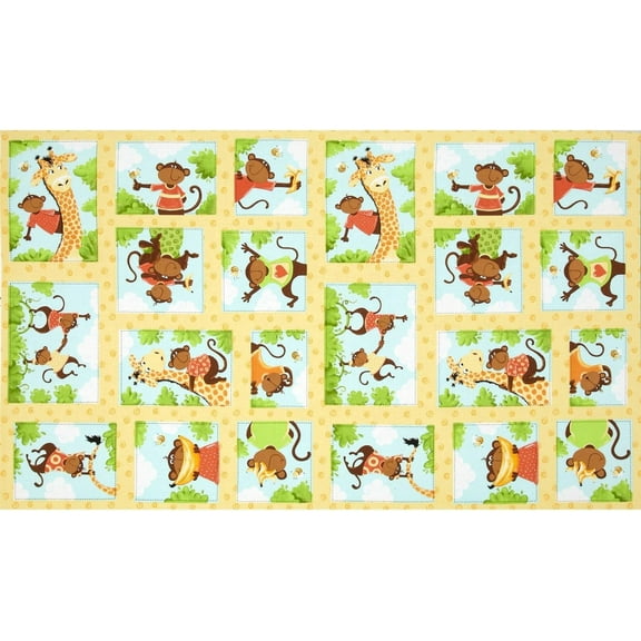 Susybee Oolie Patchwork Yellow 100% Cotton Fabric sold by the yard