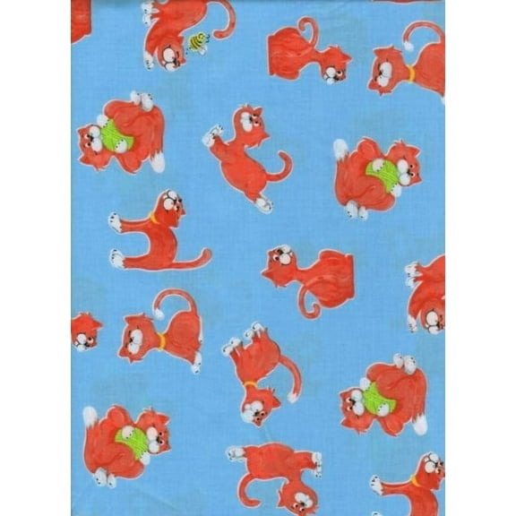 Susybee Purrl Play Allover Blue Flannel 100% Cotton Fabric sold by the yard