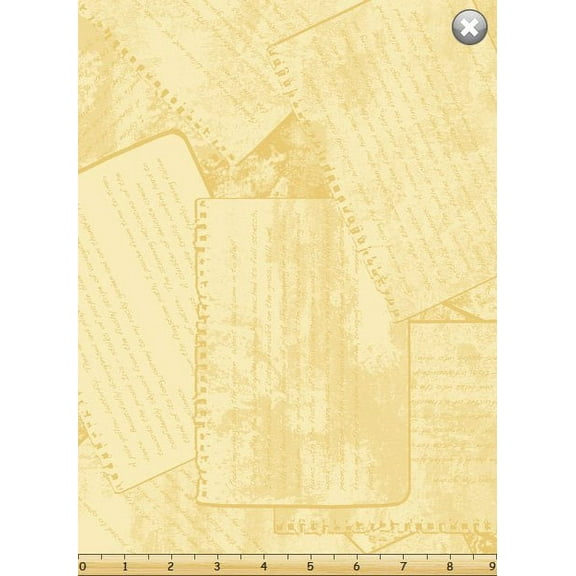 Susybee Susannah Bee, Journal Pages Yellow 100% Cotton Fabric sold by the yard