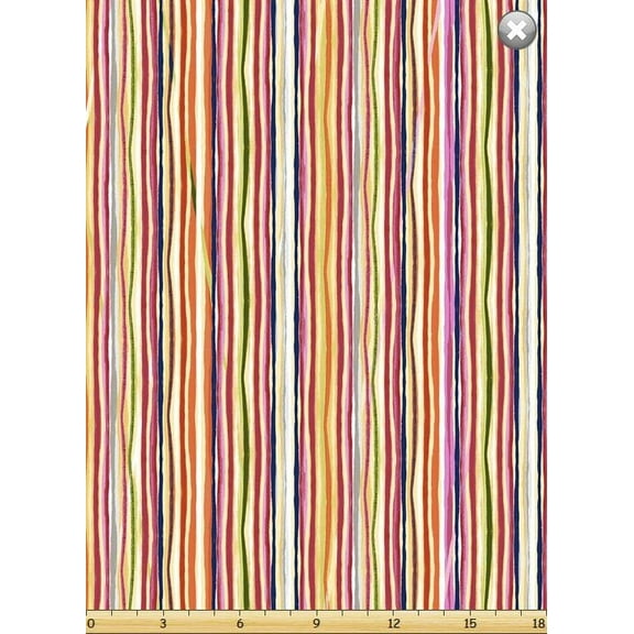 Susybee Susannah Bee, Multi-Colored Stripes 100% Cotton Fabric sold by the yard