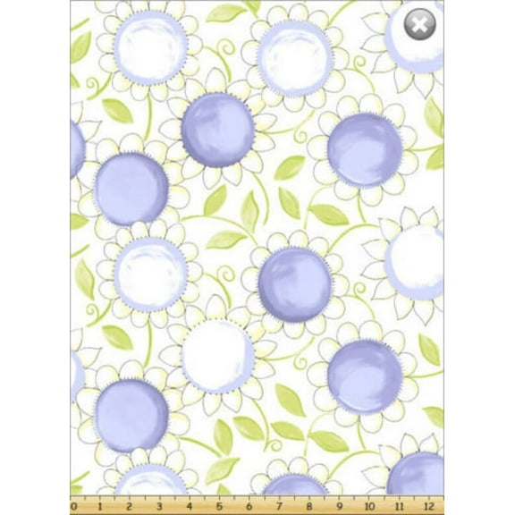 Susybee Susy Sunflower Purple White 100% Cotton Fabric sold by the yard