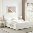 thumbnail image 1 of Lisonu Queen Size Boucle Upholstered Platform Bed with 4 Storage Drawers, Curved Tufted Headboard, 1000LBS (Ivory), 1 of 13