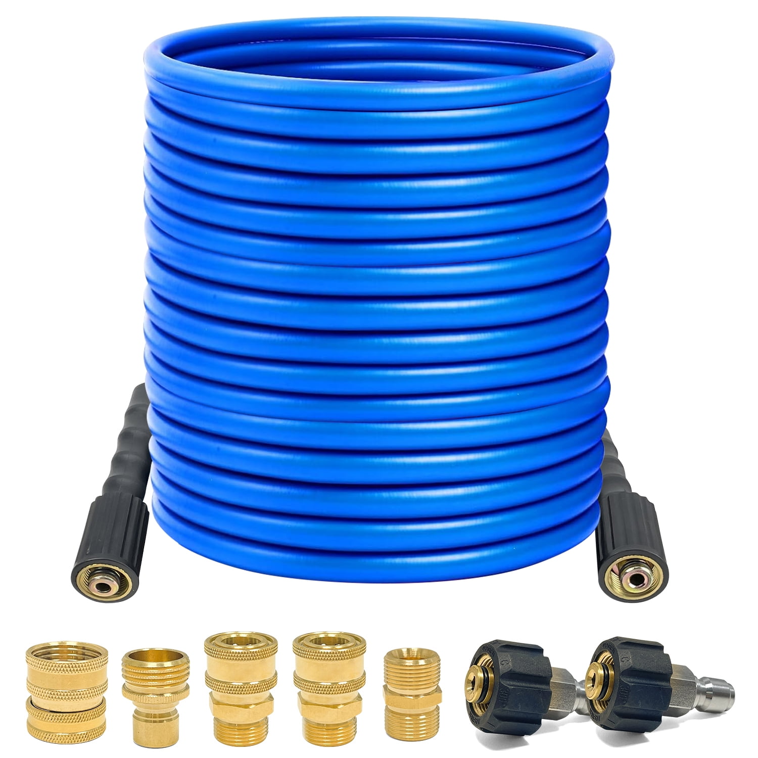 Sutekus 50FT Pressure Washer Hose, Quick Connect Kits, 42000 PSI, Blue