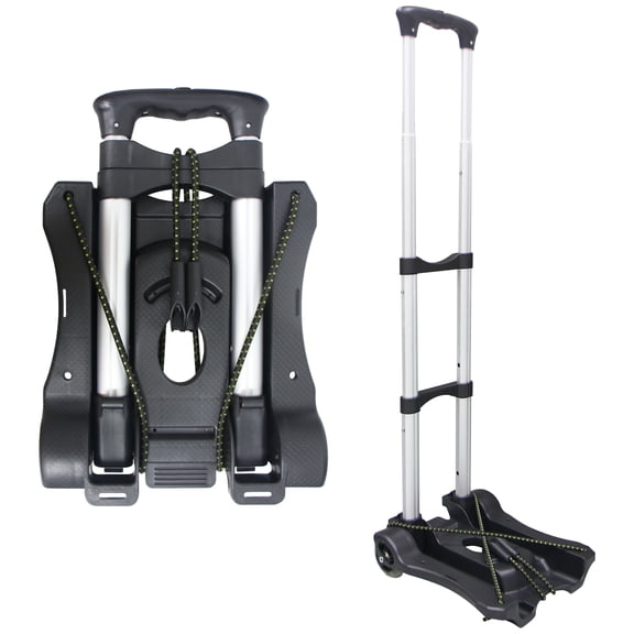 Folding Hand Truck and Dolly 110-lbs Lightweight Portable Luggage Cart for School Travel Office Moving (Black)