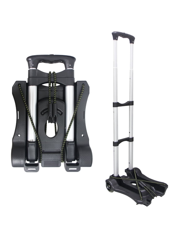 Folding Hand Truck and Dolly 110-lbs Lightweight Portable Luggage Cart for School Travel Office Moving (Black)