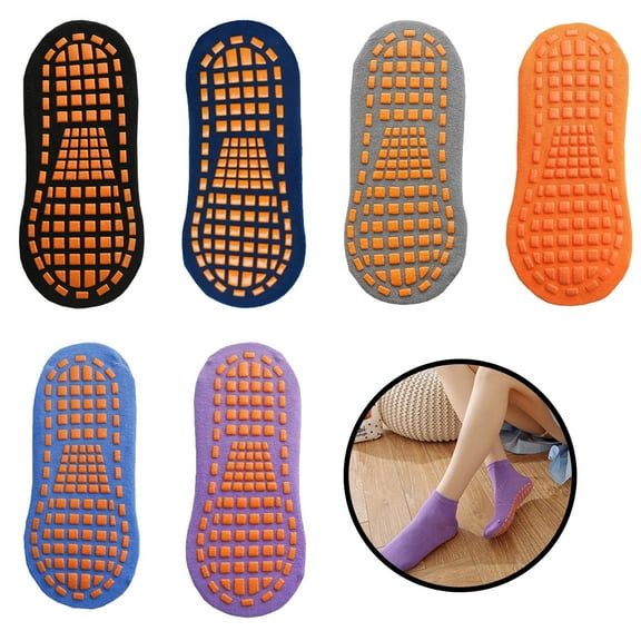 Suteng 6 Pairs Kid Ankle Grip Socks Anti Slip Child Crew Socks for Boys and Girls 5-12 Years