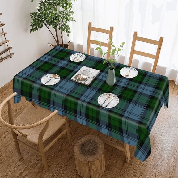 Sutherland District Tartan Rectangular Tablecloth 60"x120" with Lace Edge, Washable Durable Table Cover for Dining, Indoor Outdoor Home Restaurant Decor