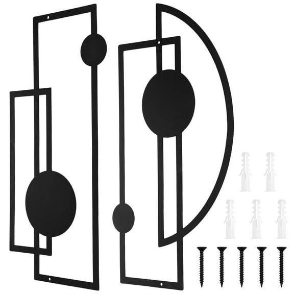 Tcwhniev 2 Pcs Black Abstract Metal Wall Art Vertical Minimalist Decor Modern Geometric Decor 3D Textured Sculptures for Living Room Bedroom Bathroom Study Room