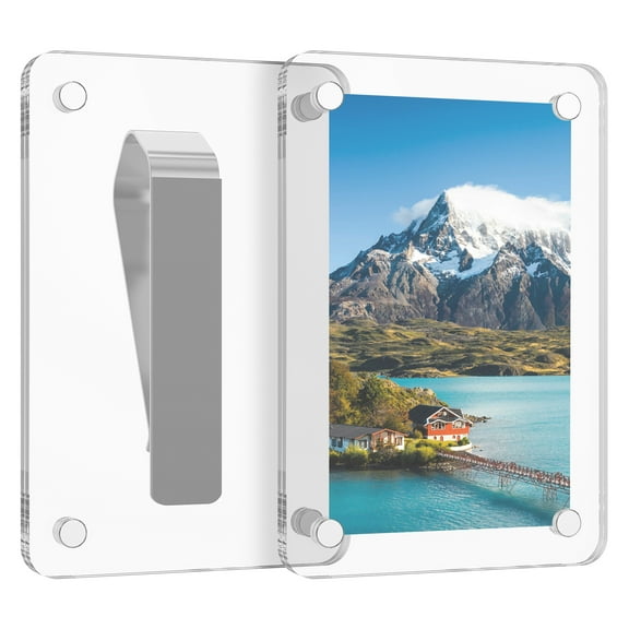 Tcwhniev 2 Pcs Car Sun Visor Photo Holder Clear Magnetic Visor Photo Holder Easy to Assemble Car Picture Frame for Horizontal and Vertical Display