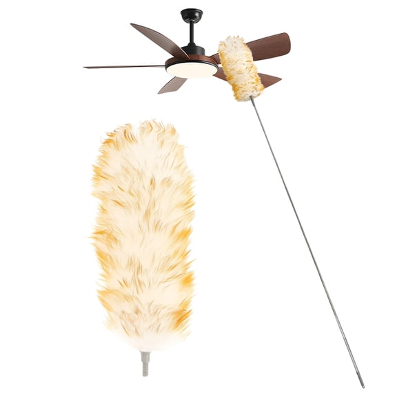 Tcwhniev 2 Pcs Faux Wool Duster with Comfortable Handle Retractable Cleaning Duster for Cleaning Ceiling Fans Window Blinds Interior Roof Furniture