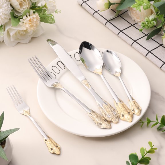 Sutowe 20 Pcs Stainless Steel Flatware Set with Matte Polish Service for 4 Fine Silverware Set for Home Party Restaurant Dishwasher Safe
