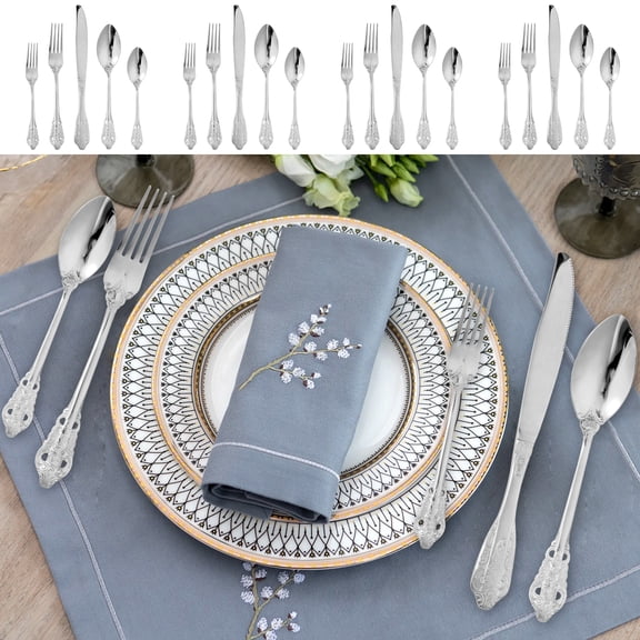 Sutowe 20 Pcs Stainless Steel Flatware Set with Matte Polish Service for 4 Fine Silverware Set for Home Party Restaurant Dishwasher Safe