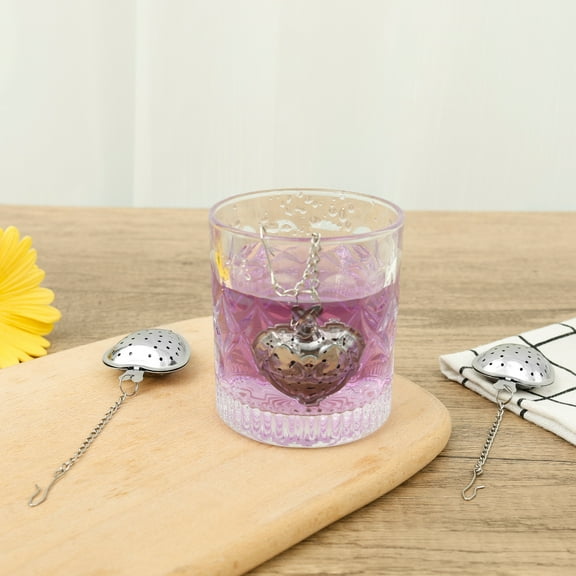 Sutowe 20Pcs Stainless Steel Heart Shape Loose Leaf Steeper Versatile Rust Resistant Tea Strainer Infuser With Chain or Handle for Cup Teapot Bowl