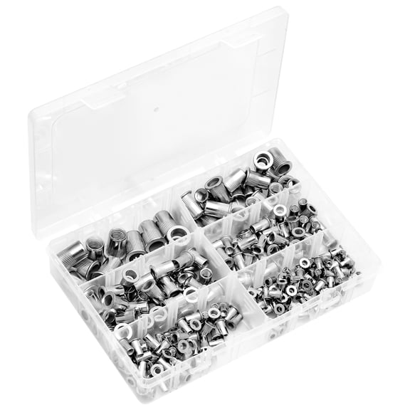 Sutowe 225Pcs Rivet Nut Kit Stainless Steel Rust Resistance Threaded Rivet Assortment M3 M4 M5 M6 M8 M10for Household Industrial Application