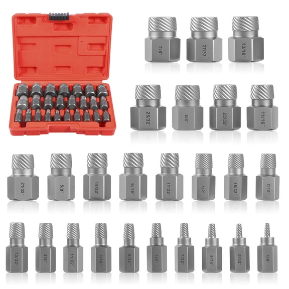 Sutowe 25Pcs Damaged Screw Extractor Set Heavy Duty Broken Screw Removal Kit Multipurpose Rusted Bolt Removal Set for Damaged Bolt Nut