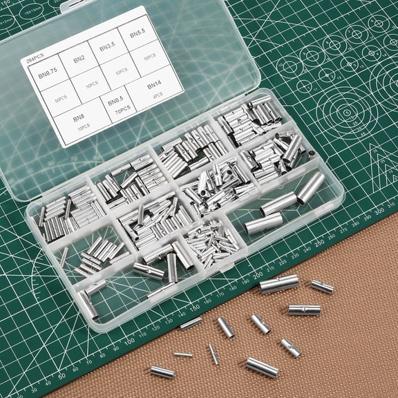 Sutowe 284Pcs Copper Butt Connector Non Insulated Crimp Connector Good Conductivity Butt Splice Terminal with Wire Separation Slot for Car
