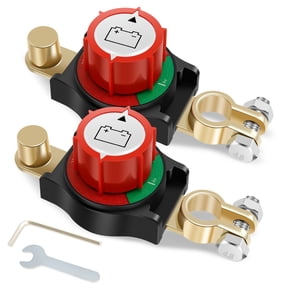 Tcwhniev 2Pcs Battery Disconnect Switch 12V-48V Heavy Duty Top Post Battery Cut Off Switch Negative On/Off for Cars Vehicles RVs and Boats