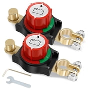 Tcwhniev 2Pcs Battery Disconnect Switch 12V-48V Heavy Duty Top Post Battery Cut Off Switch Negative On/Off for Cars Vehicles RVs and Boats
