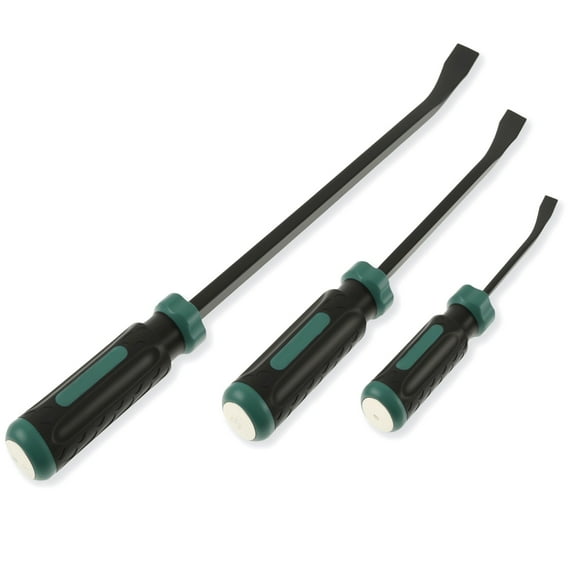 Sutowe 3 Pcs Pry Bar Set 8 12 18inch Angled Tip Pry Bar Kit Mechanic Hand Tools with Strike Cap Handle for Automotive Repair