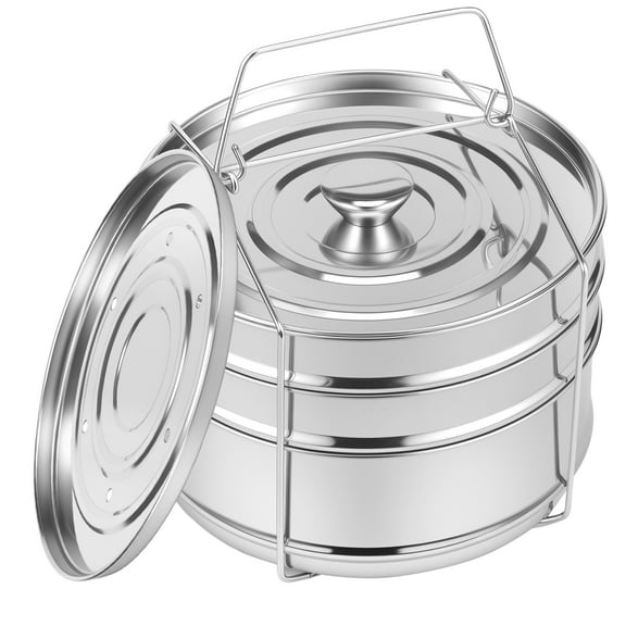 Tcwhniev 3 Tier Steamer Insert Pan 304 Stainless Steel Pressure Cooker Insert Pan Large Capacity Pressure Cooker Accessories for Steaming Vegetable Fish Meat