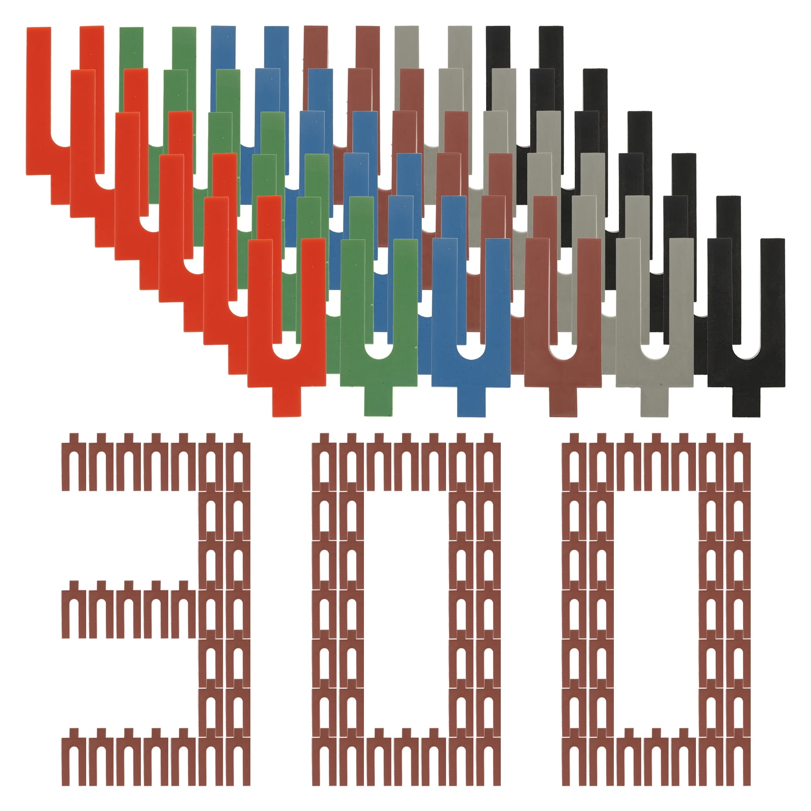 Sutowe 300 Pcs Plastic Shim for Leveling U Shaped Tile Spacer Kit 1mm 2mm 3mm 4mm 5mm 6mm for Window Door Installation Woodworking