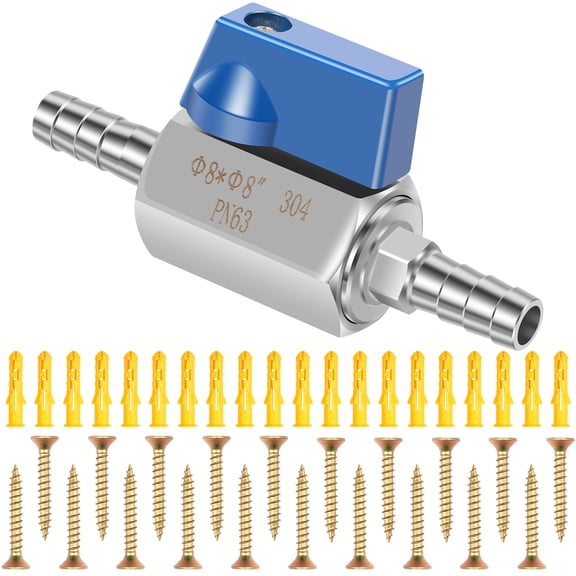 Sutowe 304 Stainless Steel Ball Valve 8 mm Precise Mini Shut Off Ball Valve with Self Tapping Screws Easy Install for Water Gas
