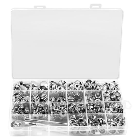 Tcwhniev 323Pcs Snap Fastener Tool Kit Stainless Steel Snap Button Tool with Punch Multifunction Canvas Button Set for Boat Canvas Leather