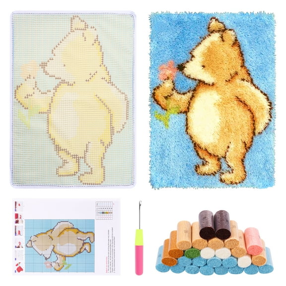 Tcwhniev 3D Latch Hook Rug Kit DIY Craft Rug Making Kit DIY Crochet Carpet Making Beginner Set for Adults Beginners Present Decoration