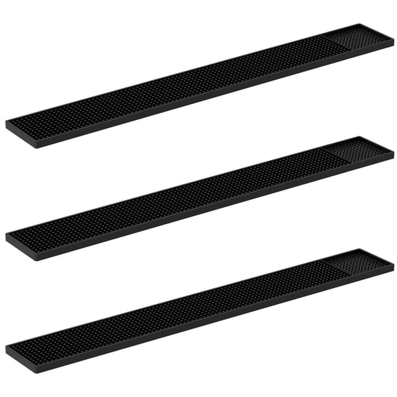 Sutowe 3Pcs Rubber Bar Mats Nonslip Black Bar Counter Service Spill Mat Versatile Kitchen Counter Pad for Home Office Bathroom
