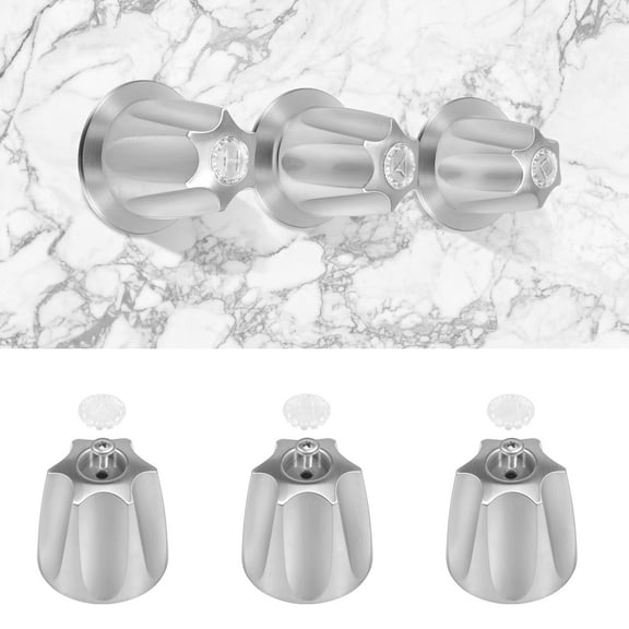 Sutowe 3Pcs Shower Faucet Knob Handle Easy Install Rustproof Bathtub Faucet Handle Replacement Include Hot Cold and Diverter for Bathroom