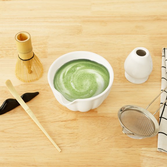 Sutowe 6 Pcs Matcha Set Exquisite Matcha Tea Kit Includes Ceramic Whisk Holder Bowl Bamboo Matcha Whisk Scoop Sifter Versatile Tea Making Tools for Home Restaurant