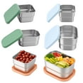 thumbnail image 1 of Sutowe 6Pcs Stainless Steel Small Snack Container Good Sealing Salad Dressing Container Easy Access Food Storage Box Stackable for School, 1 of 8