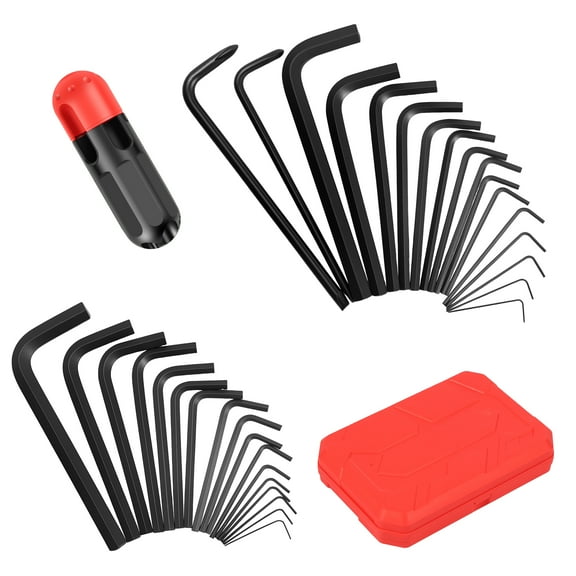 Sutowe 70Pcs Allen Wrench Set Chrome Vanadium Steel L Shape Hex Key Assortment Set 0.028-3/8 Inch Standard SAE and 0.7-10 mm Metric Size for Fasteners