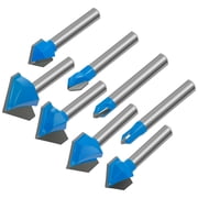 Sutowe 8Pcs 90 Degree V Groove Router Bit Set Carbide 1/4 Inch Shank V Carve CNC Router Bit Woodworking Tool for Cutting Grooving