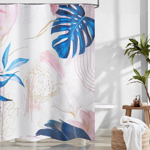 Sutowe Boho Shower Curtain with 12 Hooks 180x180cm Mid Century Abstract Bath Curtain Functional Bath Accessories for Bathroom Machine Washable