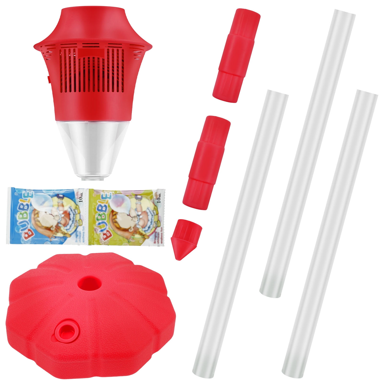 Tcwhniev Bubble Machine with Lights and Music Flexible Bubble Blower Adjustable Vertical Bubble Machine Portable Bubble Maker for Outdoor Birthday Party Wedding