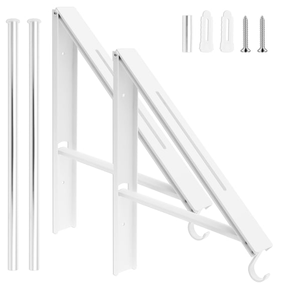 Tcwhniev Clothes Drying Rack Space Saving Folding Laundry Rack Wall Mounted Clothes Drying Organizer Metal Foldable Wall Hanger for Bedroom Laundry Room