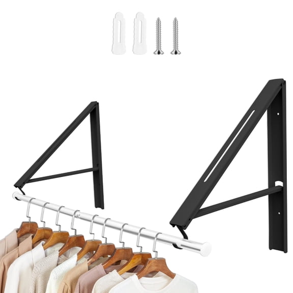Tcwhniev Clothes Drying Rack Space Saving Folding Laundry Rack Wall Mounted Clothes Drying Organizer Metal Foldable Wall Hanger for Bedroom Laundry Room