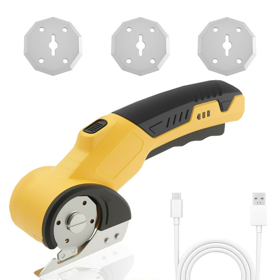 Sutowe Cordless Electric Scissor with 3 Blade 3.6 V Rechargeable Heavy Duty Scissor with Safety Lock for Cardboard Leather Carpet