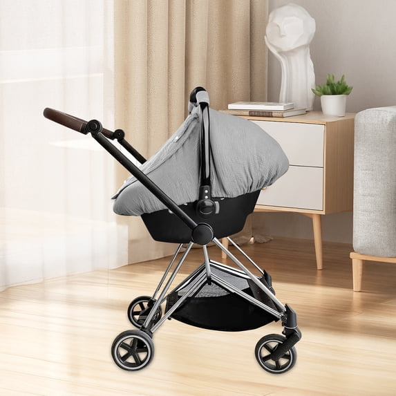 Sutowe Cotton Baby Car Seat Cover With Two Way Zipper Windproof 3 Modes Infant Carrier Canopy With Extra Large Mesh Window for Stroller Car Seat