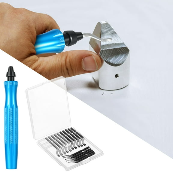Sutowe Deburring Tool Set Portable Deburring Cutter with 15 High Speed Steel Blades 360 Degree Rotary Head Burr Removal Tool for Metal Aluminum Resin