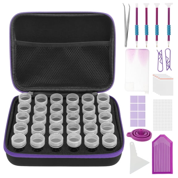 Sutowe Diamond Drawing Storage Containers 30 Slots Large Capacity Diamond Drawing Accessories Organizer with Funnel Tray Portable for Art Craft