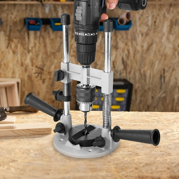 Sutowe Drill Guide Portable Drill Guide Attachment Vertical Drill Press Accessories Aluminium Alloy Drill Holder Guide Precision Electric Drill Stand for Drilling Straight Holes