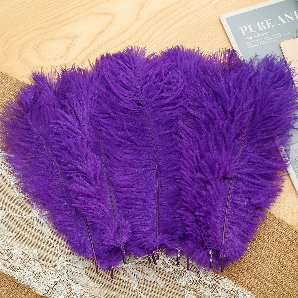 Mardi Gras Natural Green Gold Purple Ostrich Feathers Decorations10-12inch for Wedding Party Centerpieces,Flower Arrangement and Home Decoration