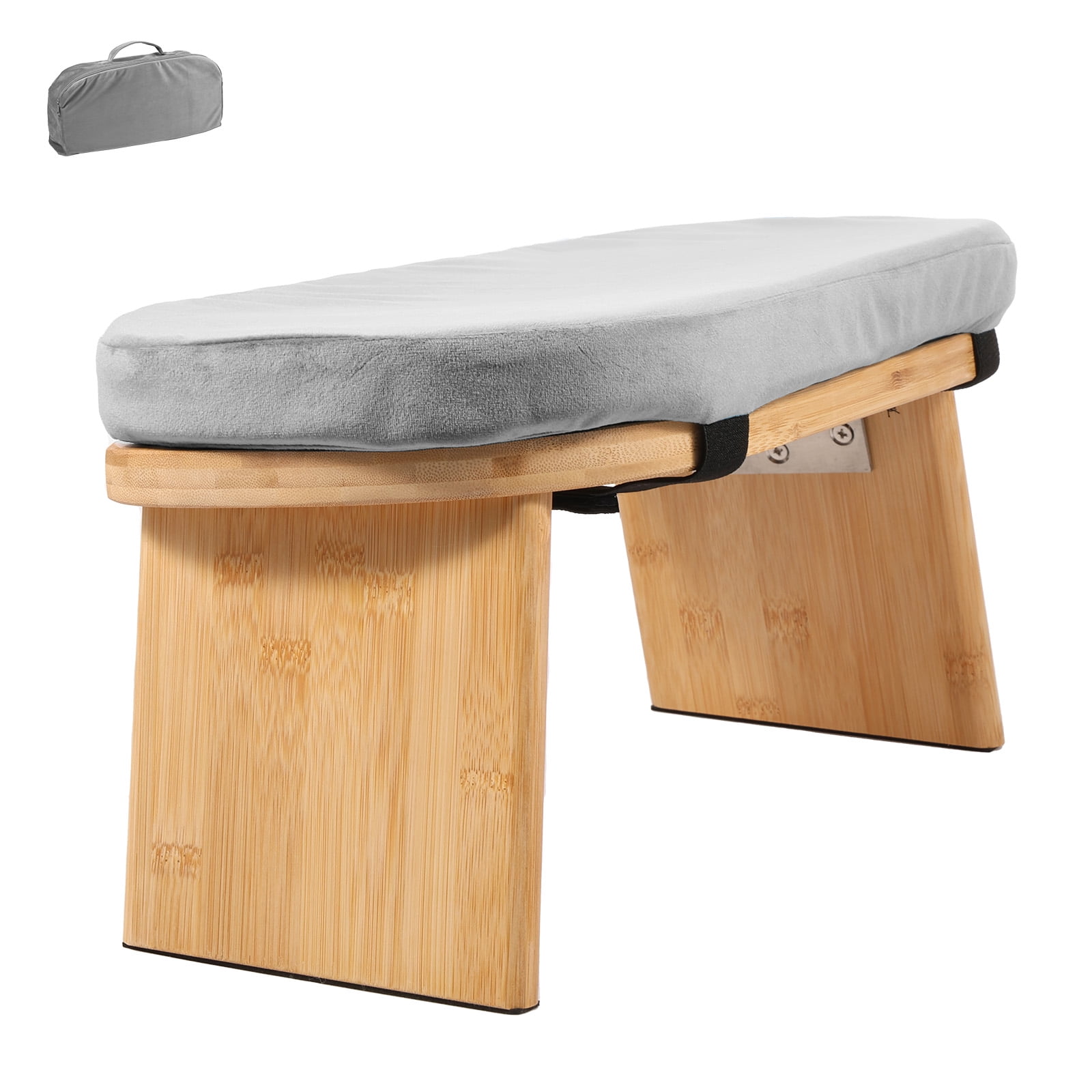 Tcwhniev Prayer Bench Foldable Bamboo Yoga Bench with Cushion and Carry ...