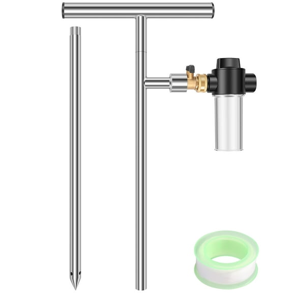 Tcwhniev Root Watering Tool Stainless Steel Deep Root Irrigator Precise Water Supply Tree Watering Wand with Four Outlet Holes for Tree